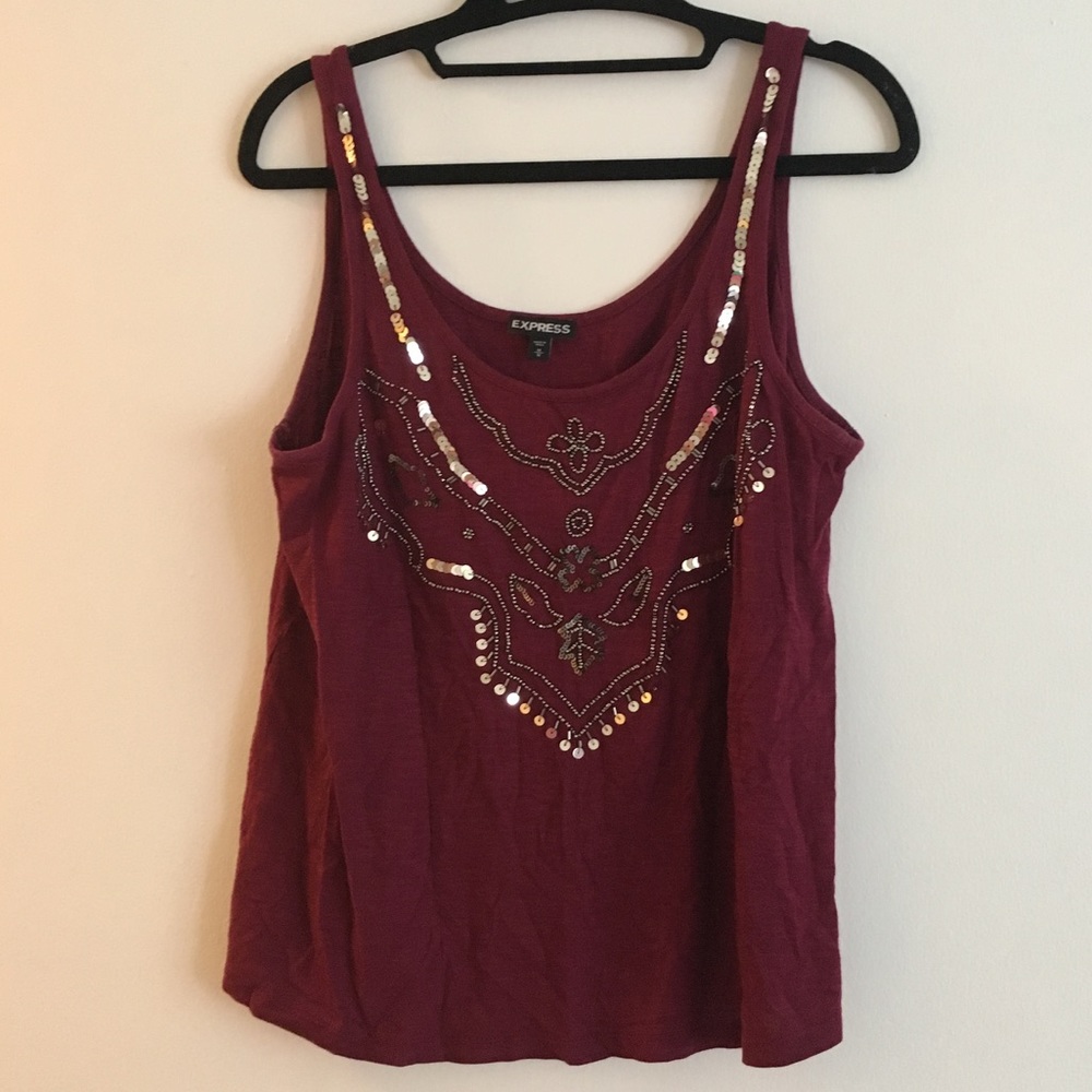Express maroon sequin tank
