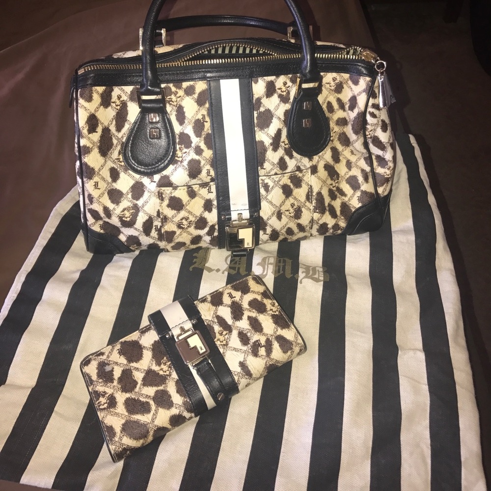 Lamb handbag and matching wallet