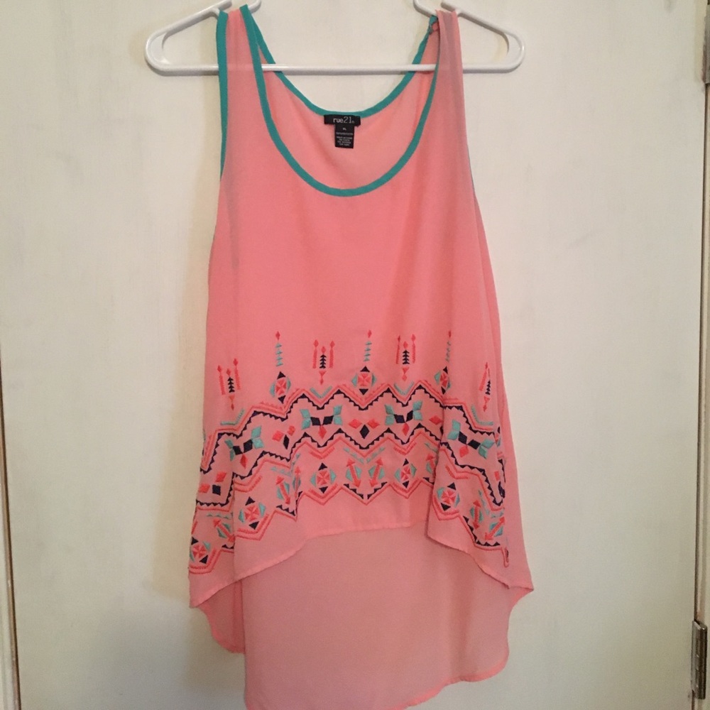 Rue 21 Coral & Teal Tank