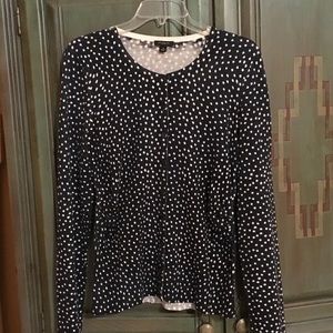 Silk Polka Dot Cardigan with  ruching.
