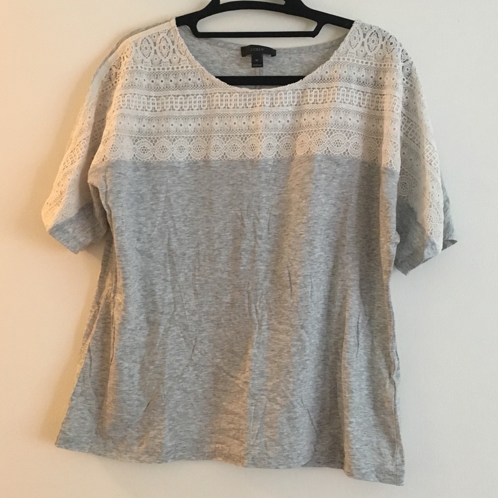 J Crew gray lace tee