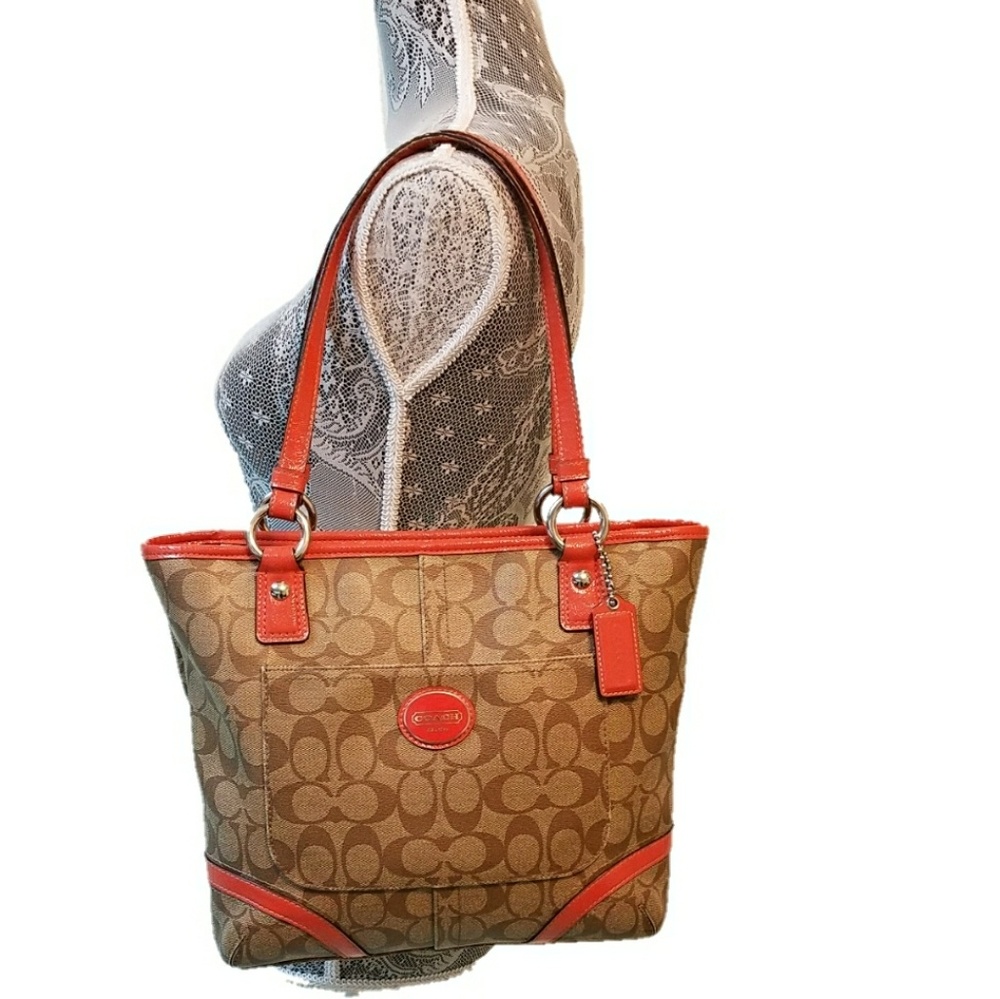 COACH Peyton collection khakis pomegranate bag