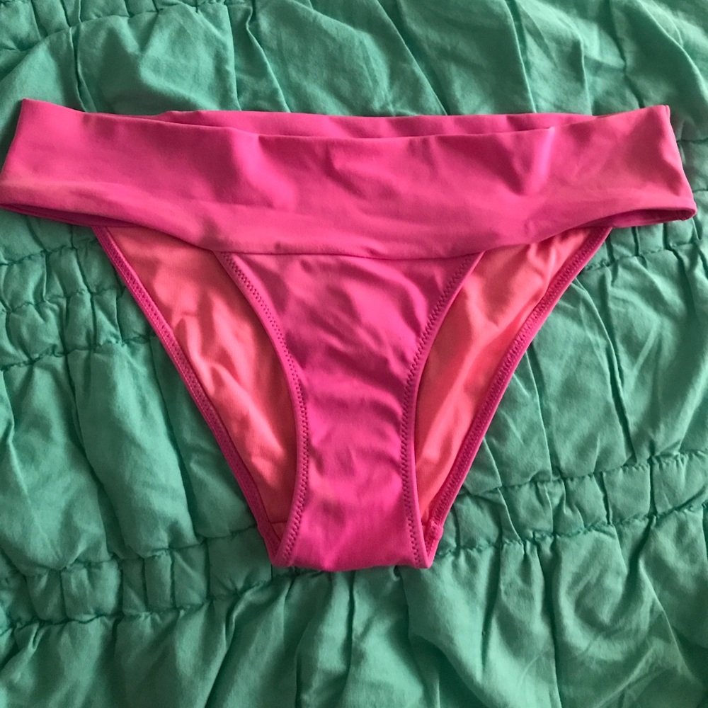 Hot pink bathing suit bottoms.
