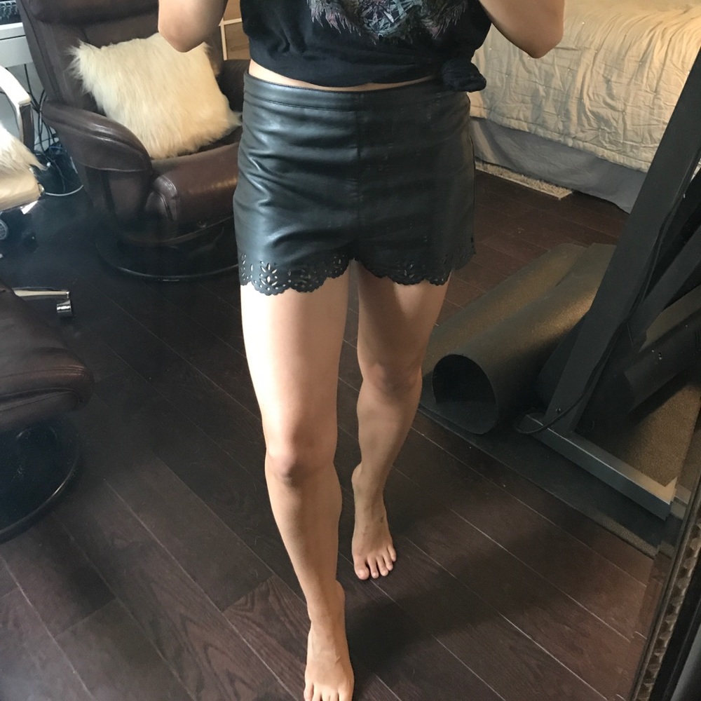 Top shop faux leather scalloped shorts