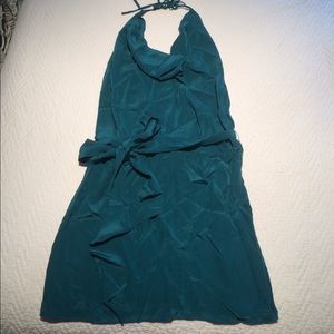 Silk open back cowel neck dress