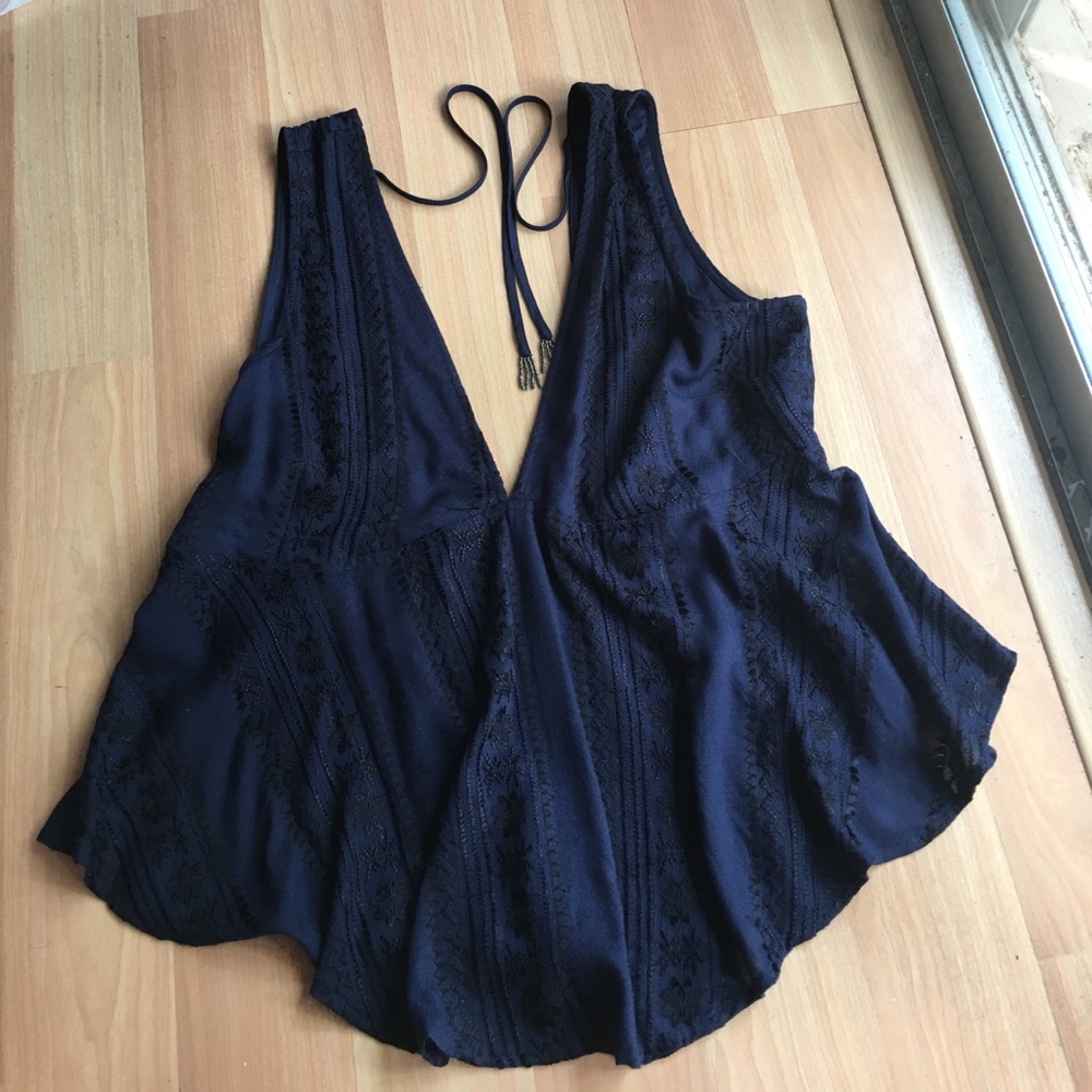 Free People embroidered plunge top