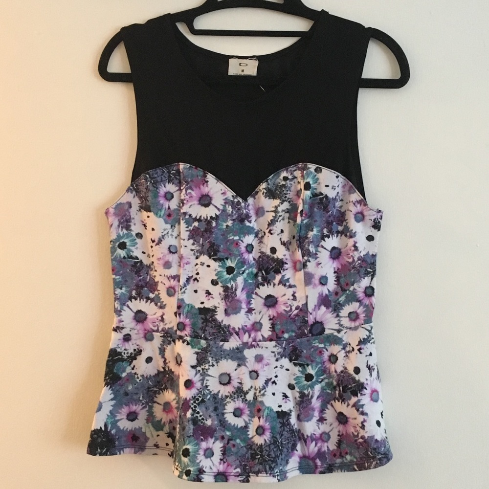 UO mesh top floral peplum