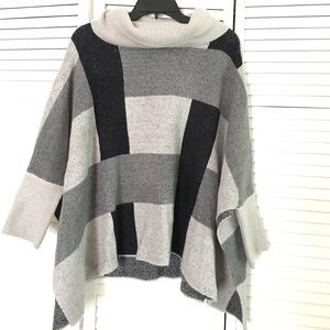 ZARA Knit Turtleneck Poncho Sweater