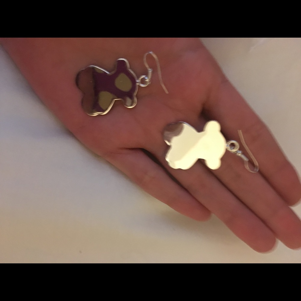 Teddy bear silver earrings