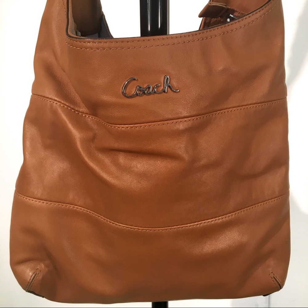 LOWERED PRICE Coach leather bag in camel color!