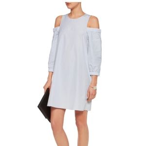 TIBI Cutout striped cotton-poplin mini dress SZ 0