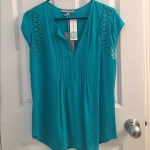 Daniel Rainn Milena crochet top. Teal green. Small