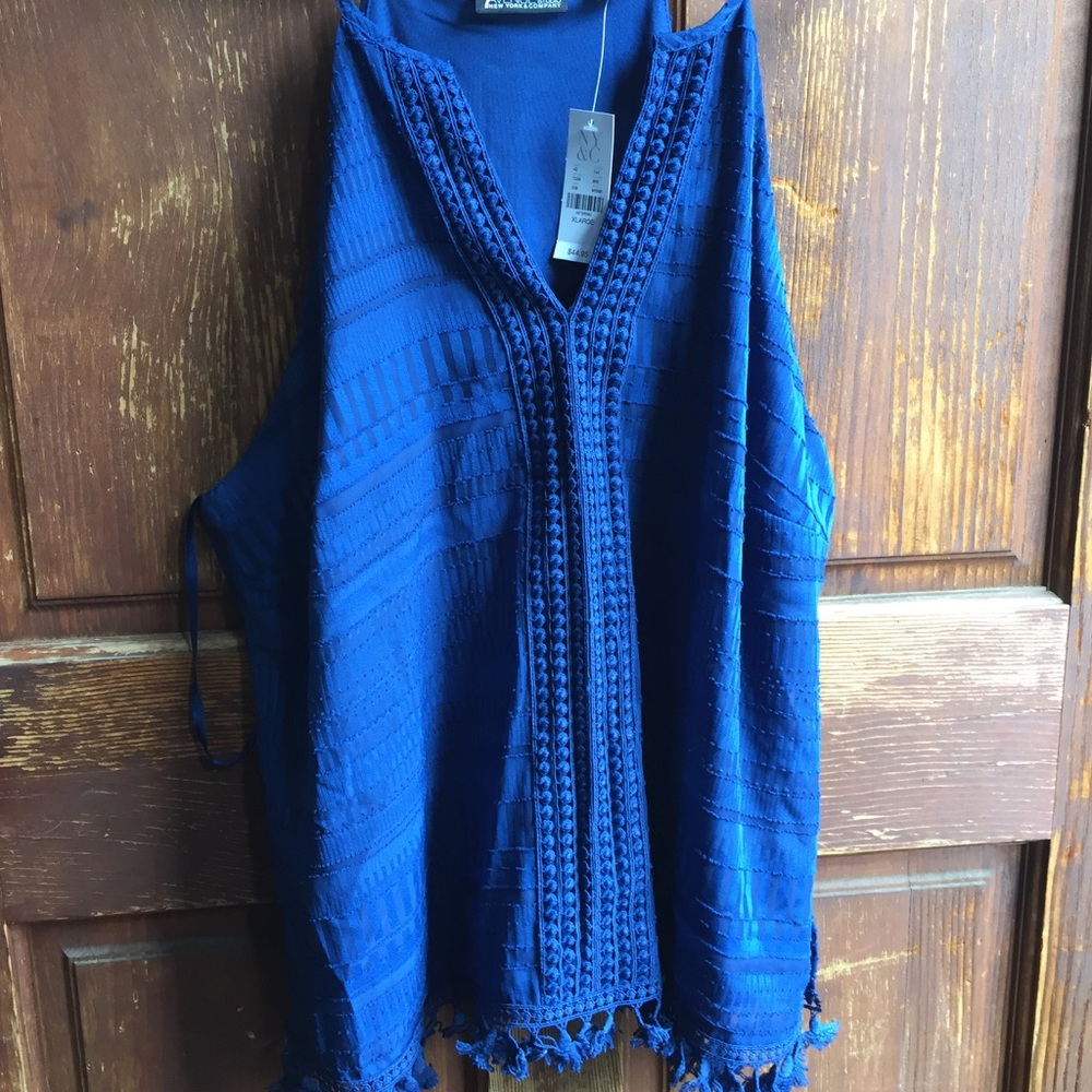 7th Avenue Blue Tassel Top