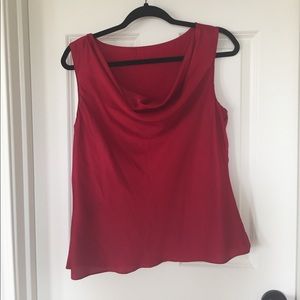 Red cowl neck blouse