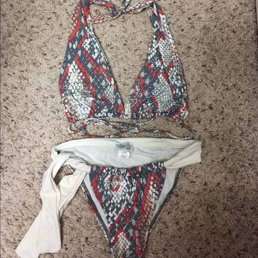 Dineila Brazil Bikini Set With tie side bottom XS
