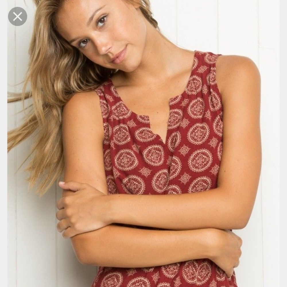 Brandy Melville Red Printed Romper