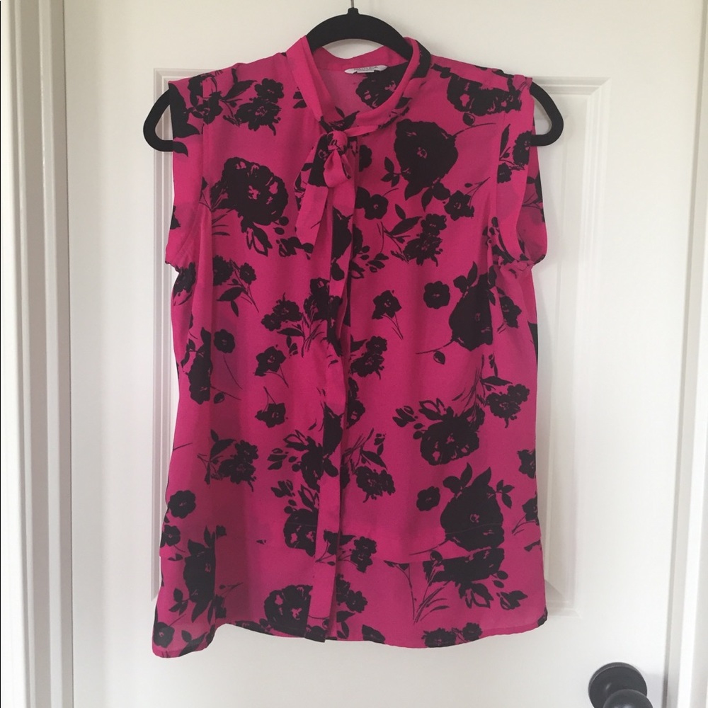 Pink floral blouse