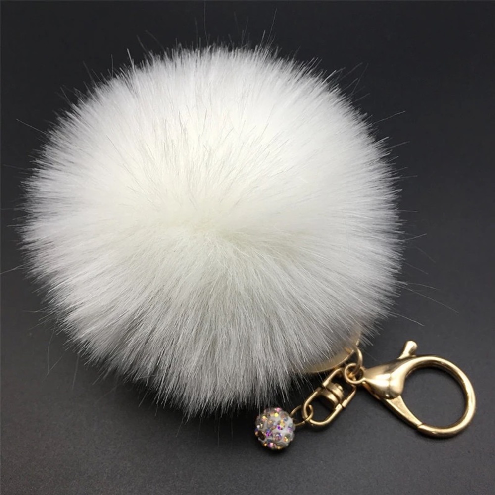 White Pom Pom keychain
