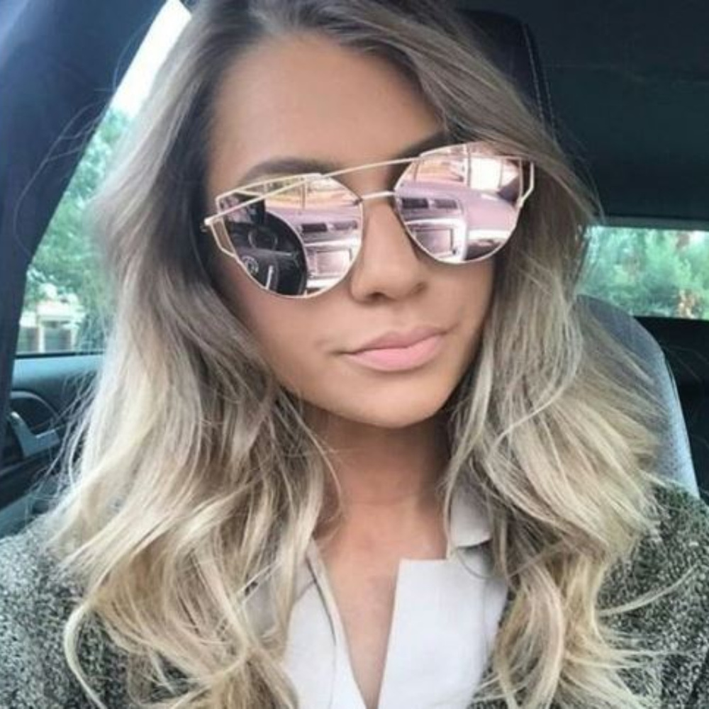 Rose Gold Mirrored Cat Eye Sunglasses