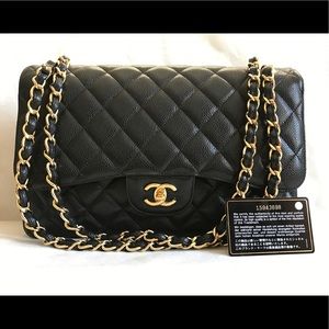 Chanel Jumbo Classic Black Caviar Large