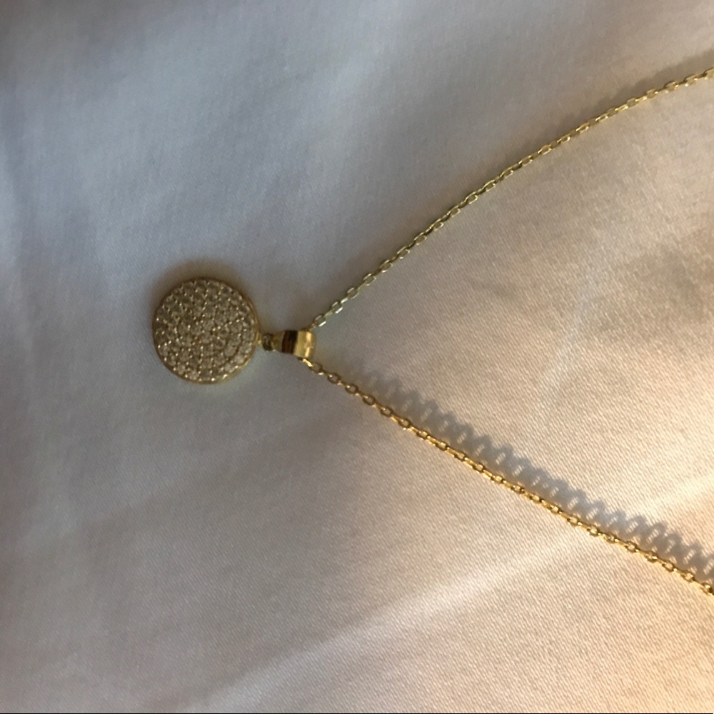 gold plated necklace with circle medallion