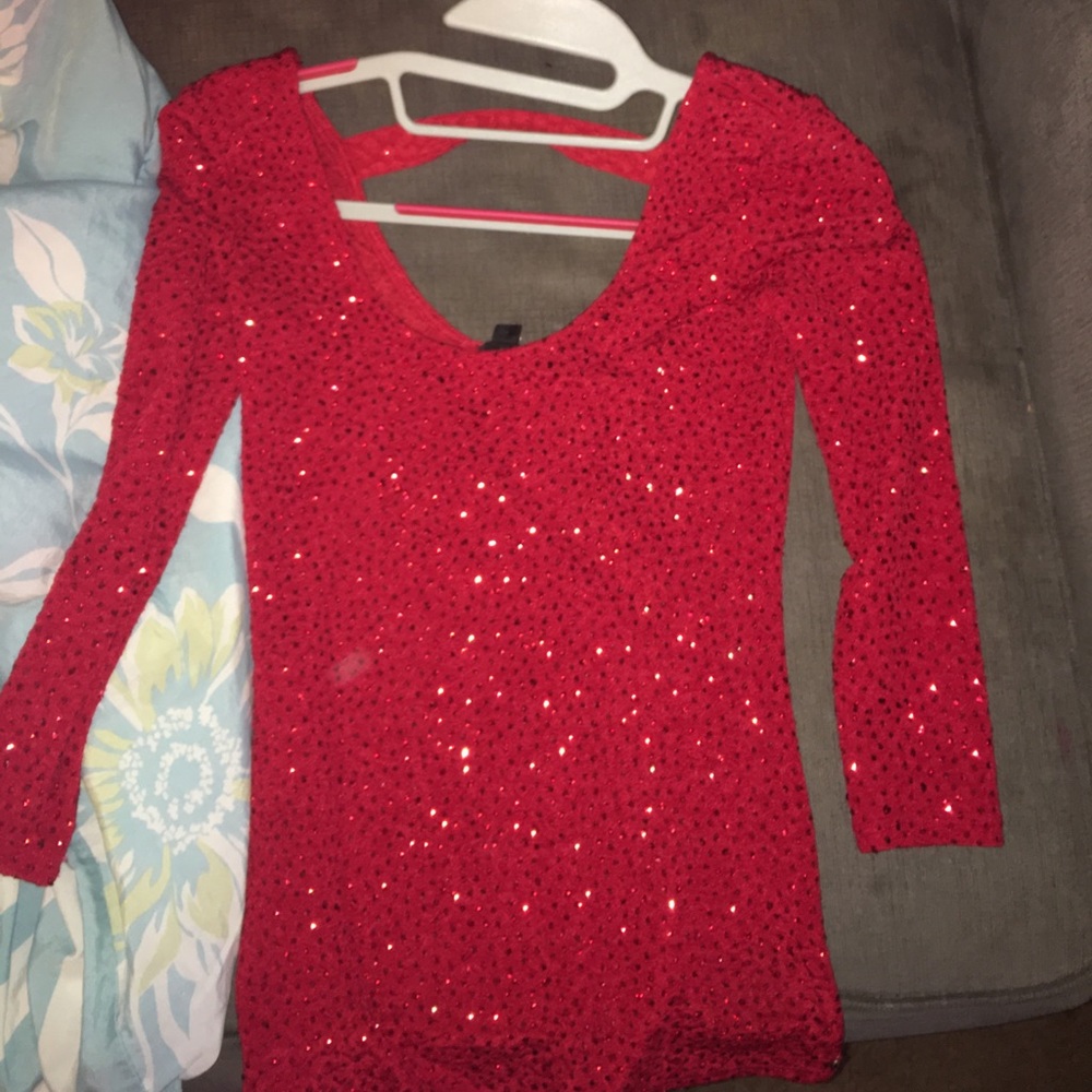 Guess top red sparkly