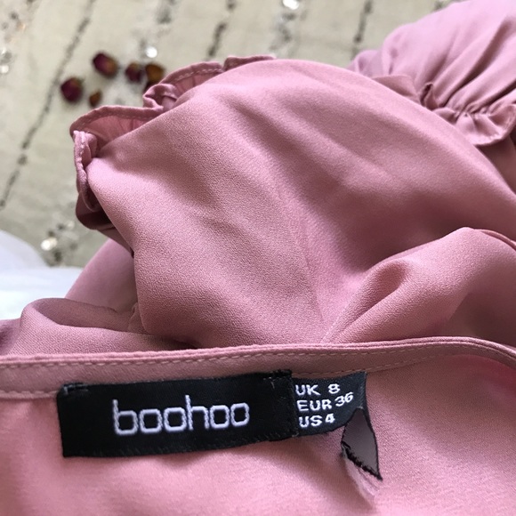 • Boohoo • Pink Ruffle Pleated Mini Dress • - Picture 2 of 5