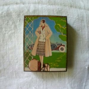 VNTG Tin Lithograph Box Switzerland Art Deco Theme