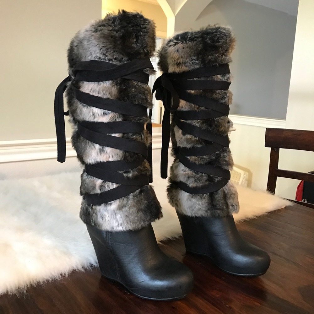 ALDO Faux Fur wedge boots
