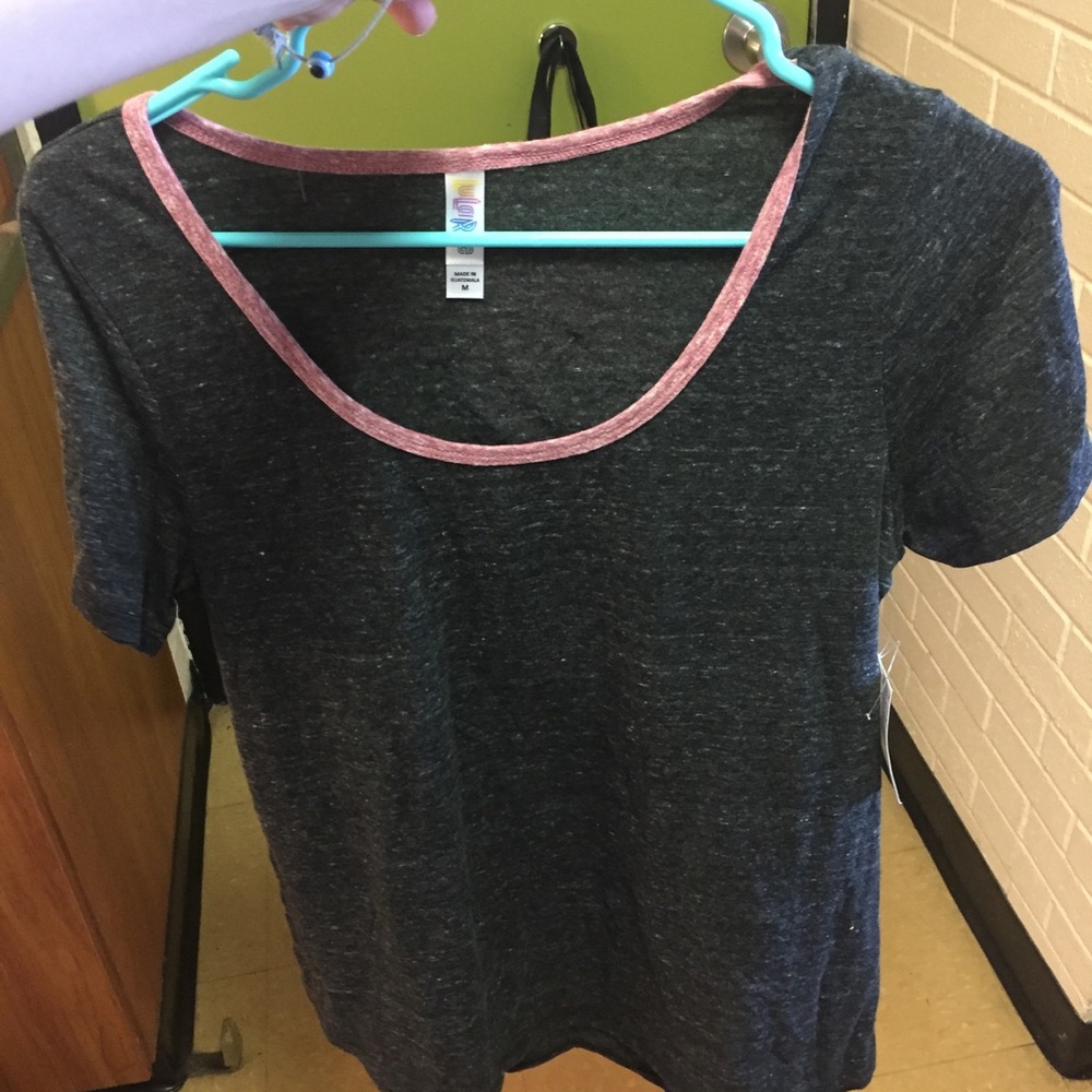 Classic T: Heathered Black and Pink, Lularoe