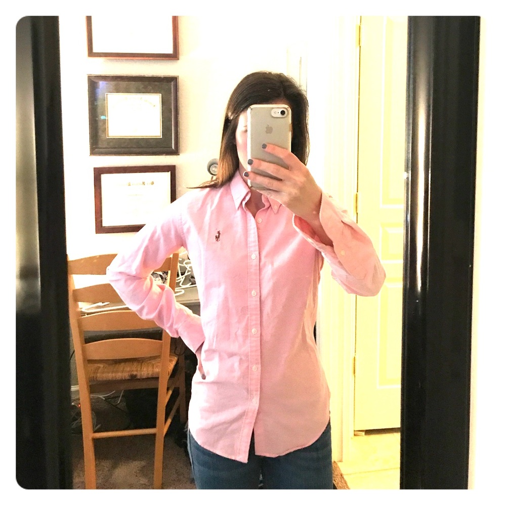 Size 4 pink Ralph Lauren slim fit button down