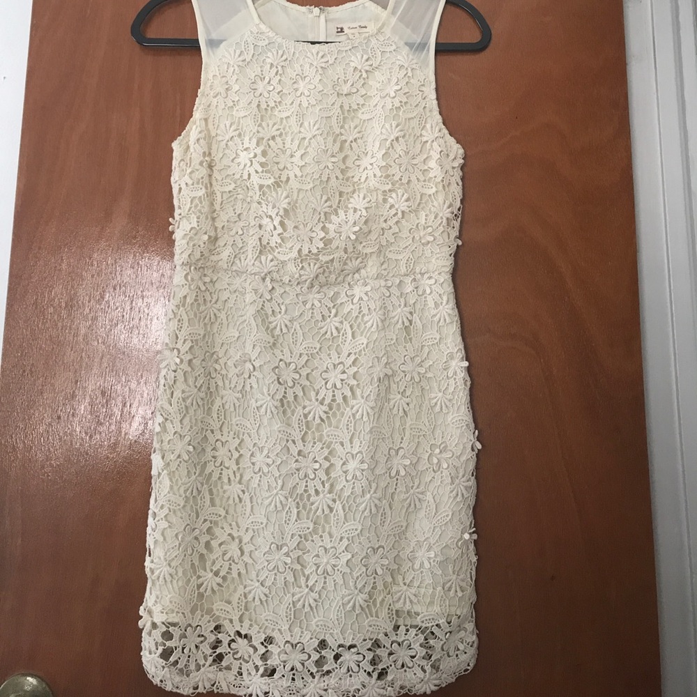 Floral Ivory Lace Mini Dress