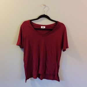 Burgundy V-neck tee