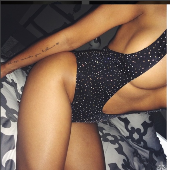 Crystallized Black Nylon Tricot Swimsuit - Picture 5 of 8