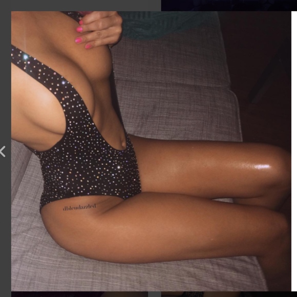 Crystallized Black Nylon Tricot Swimsuit - Picture 4 of 8