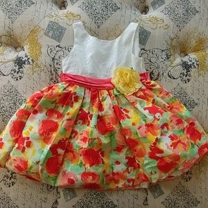 Youngland Floral Eyelet Dress, Coral/Multi