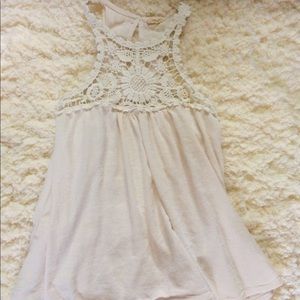 high-neck crochet Hollister tank