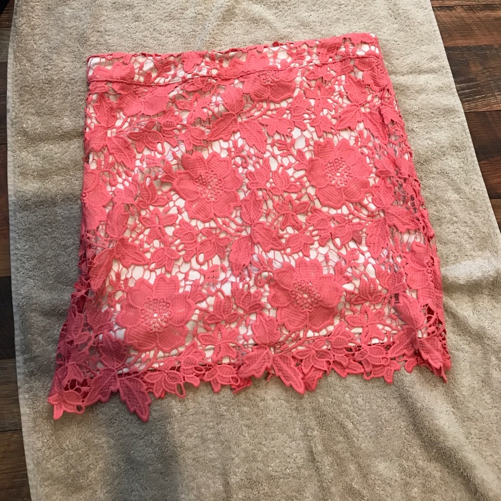 Cream and corral lace skirt