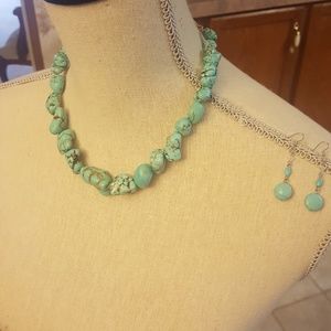 Turqoise Rock Necklace and Earring Set