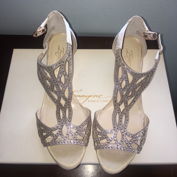 Vince camuto sparkled wedges wedding /prom shoes - Picture 4 of 5