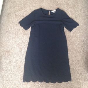 Black scalloped short sleeve dress