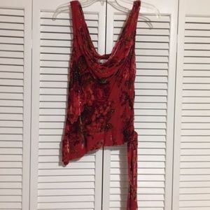 Burnout Velvet Floral Beaded Top/Blouse by Cache