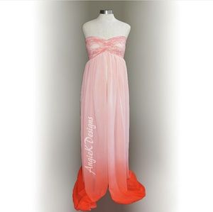 Coral chiffron maternity dress