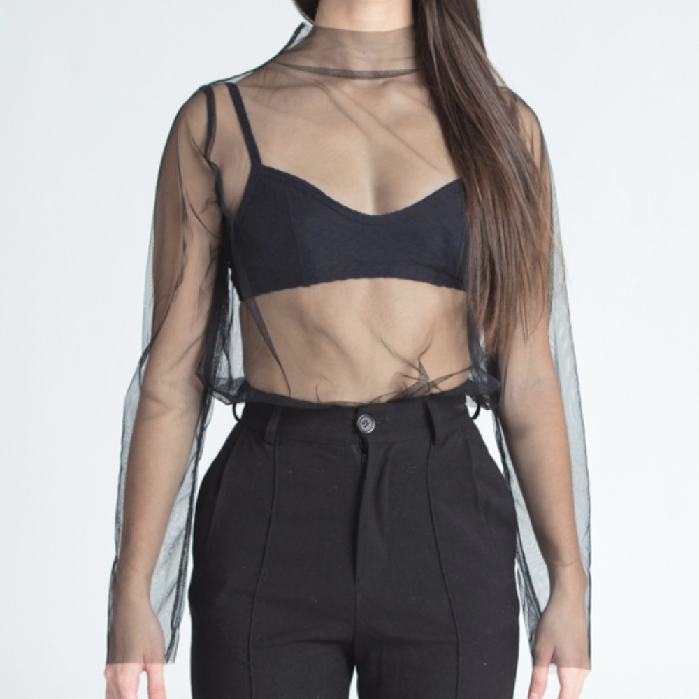 THE TRIVIAL black Sheer Top