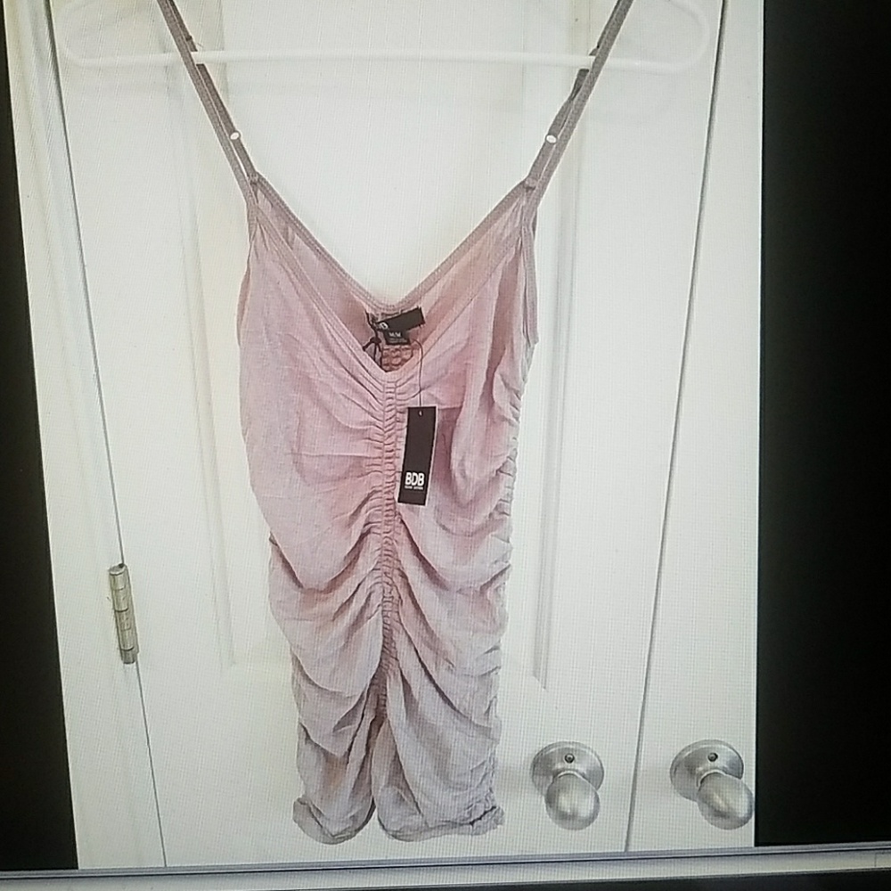 BDB David bitton sheer gathered tank top sz M