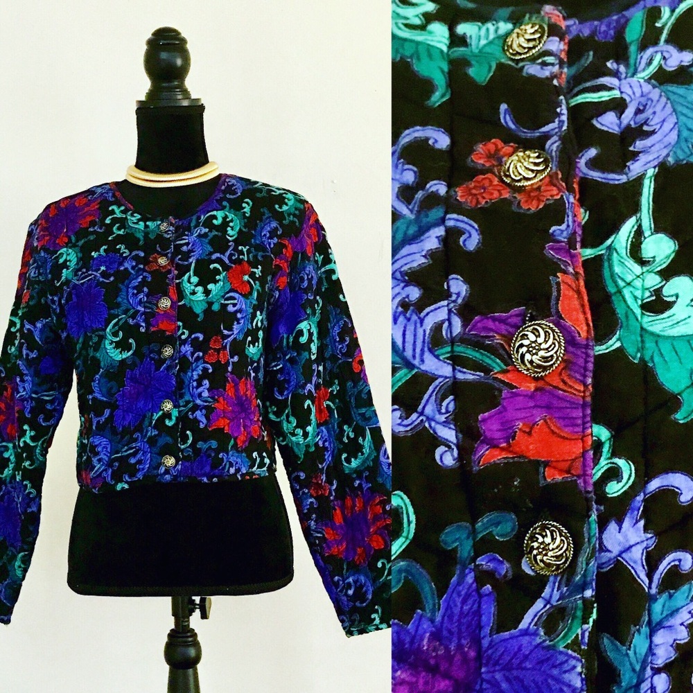 Vintage 90s Pier 1 Passports Floral Bolero Jacket