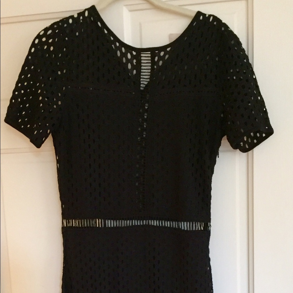 Black straight slim midi dress