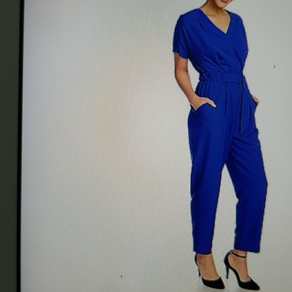 Pants - Stylish Woven Crepe Front Belted Jumpsuit
