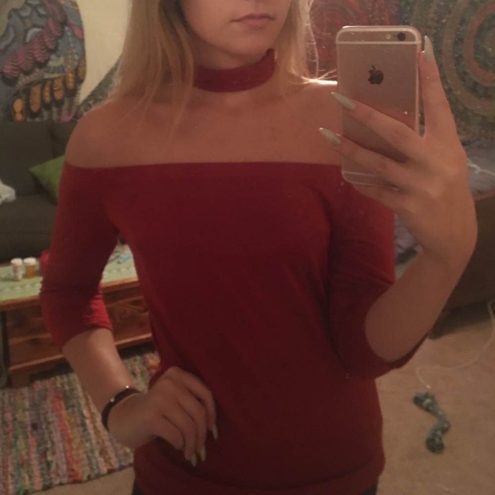 Red off the shoulder top