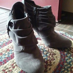 Grey faux suede bootie